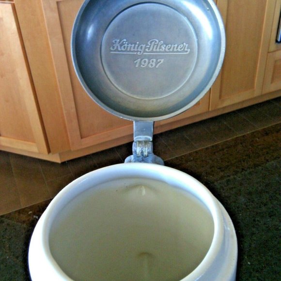 Fayence Rolling Pewter lidded German Beer Stein König Brewery 8248031 Pilseners - Picture 7 of 16